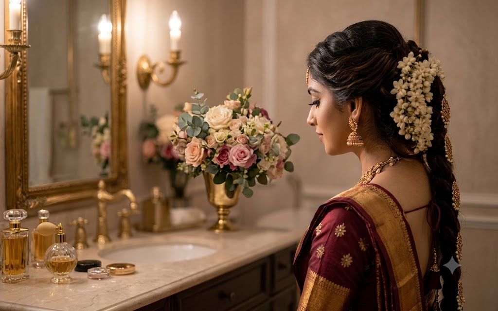 Elegant bridal makeup and wedding styling